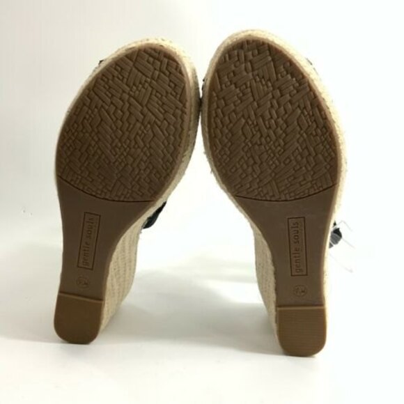Gentle Souls Sandals Women Size 9.5M Black Espadrille Colleen Open-toe Wedge - Picture 10 of 11
